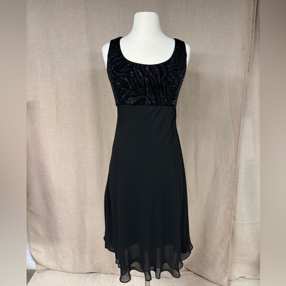 R&M Richards Black Chiffon Dress w/ Sparkle Jacket | Size 18 - Picture 3 of 6
